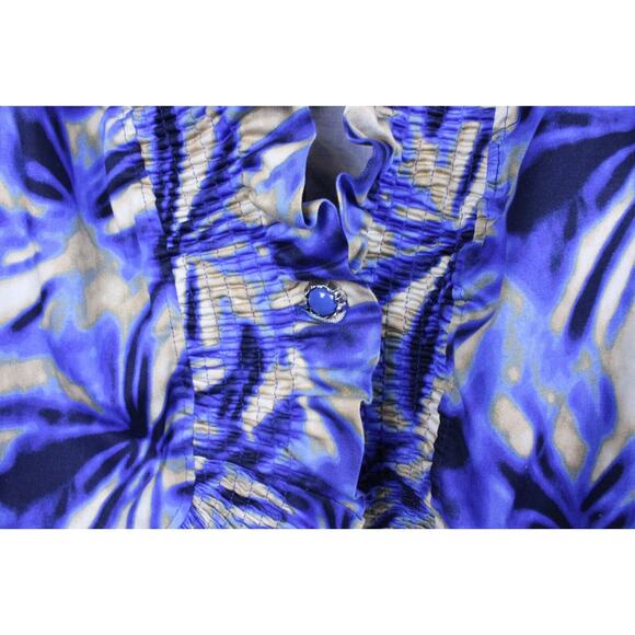 CATO Tie Dye Jacket Women's Large Ruffled Button Front Designer Cotton Blend - Picture 3 of 7